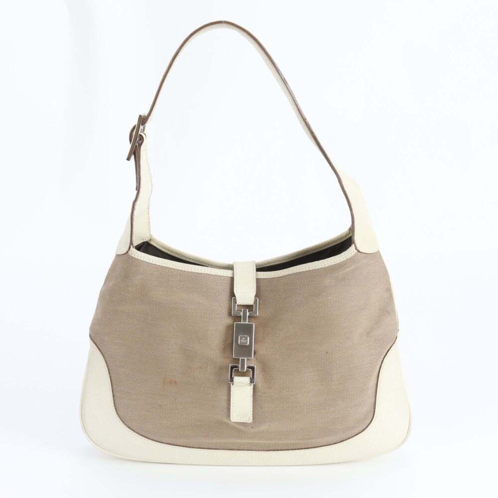 Gucci Jackie 001 3306 Leather and Canvas Shoulder Bag, Tote Handbag for Women
